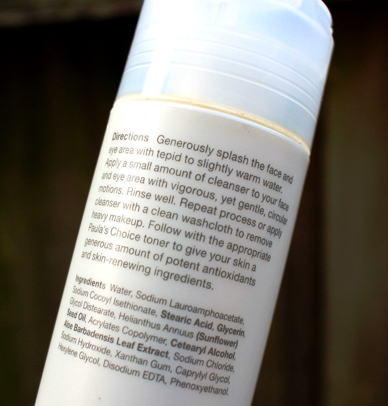 Paula's Choice Skin Balancing Oil Reducing Cleanser Directions and Ingredients