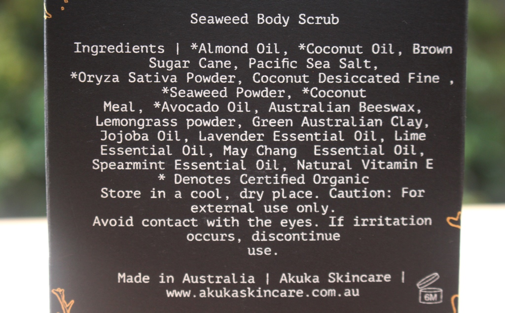 Akuka Seaweed Body Scrub Ingredients