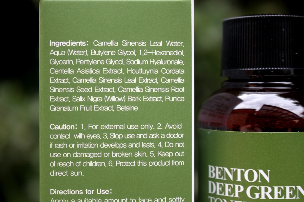 Benton Deep Green Tea Toner Ingredients