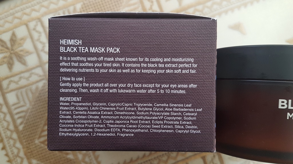Heimish Black Tea Mask Pack Ingredients