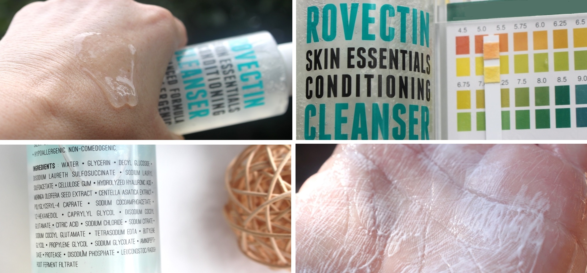 Style Korean Rovectin Set - Conditioning Cleanser texture, pH reading, ingredients and microfoam